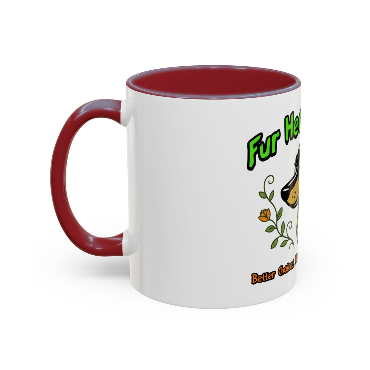 Dog Lover Coffee Mug — “Fur Health Sake” Cute Dachshund Accent Mug (11/15oz)