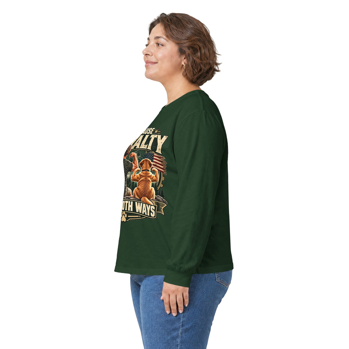 Because Loyalty Runs Both Ways Long Sleeve Tee — Veteran & Dog Lover Military Tribute Shirt