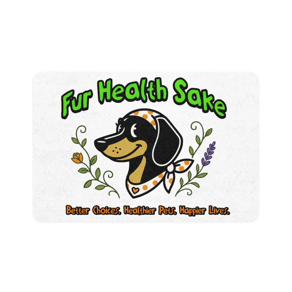 Pet Food Mat - "Fur Health Sake" Dog Feeding Mat with Cute Dachshund Design, 12x18