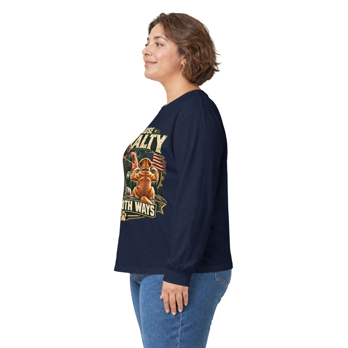 Because Loyalty Runs Both Ways Long Sleeve Tee — Veteran & Dog Lover Military Tribute Shirt