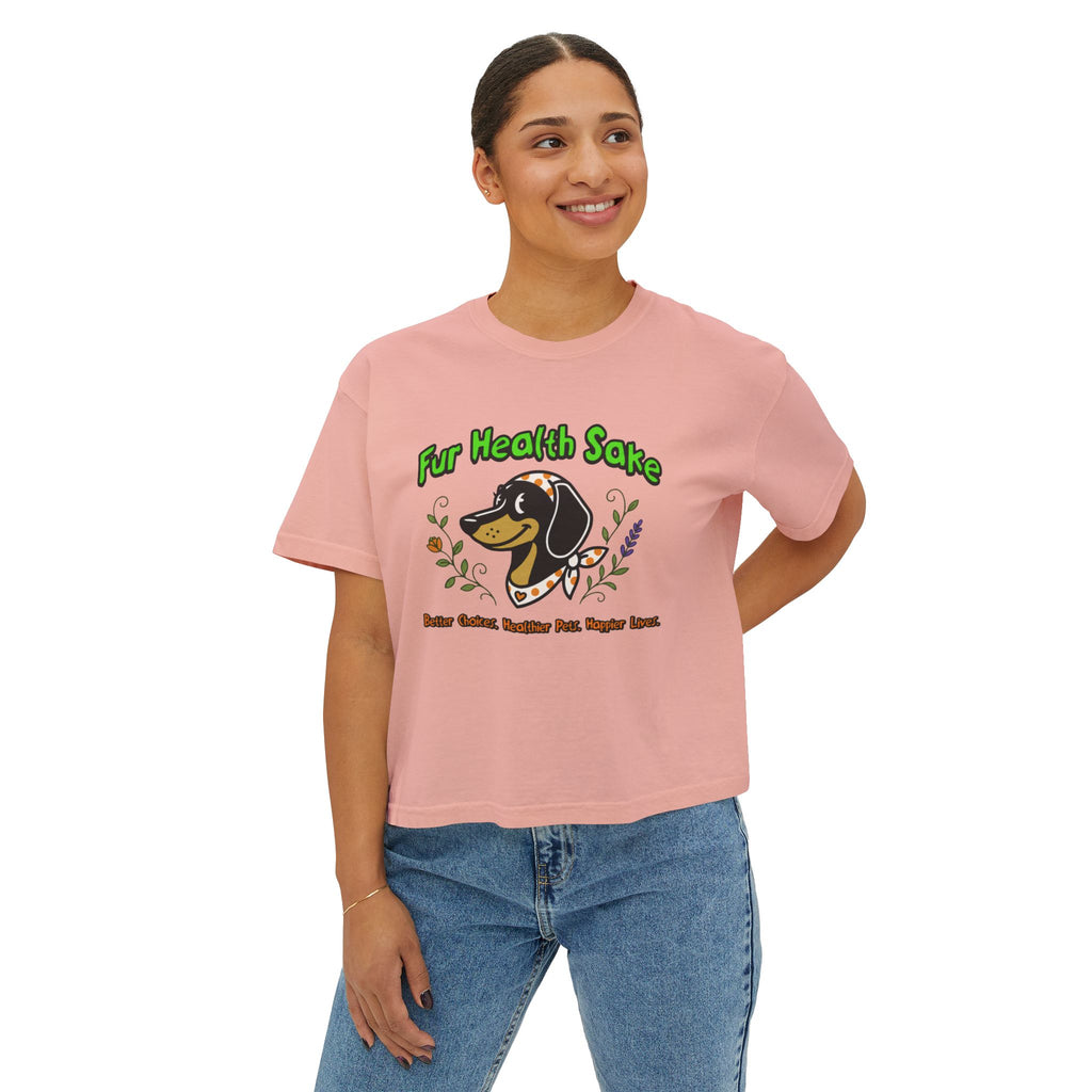 Fur Health Sake Women's Boxy Tee — Cute Dachshund Pet Wellness Shirt (Est. 2025)