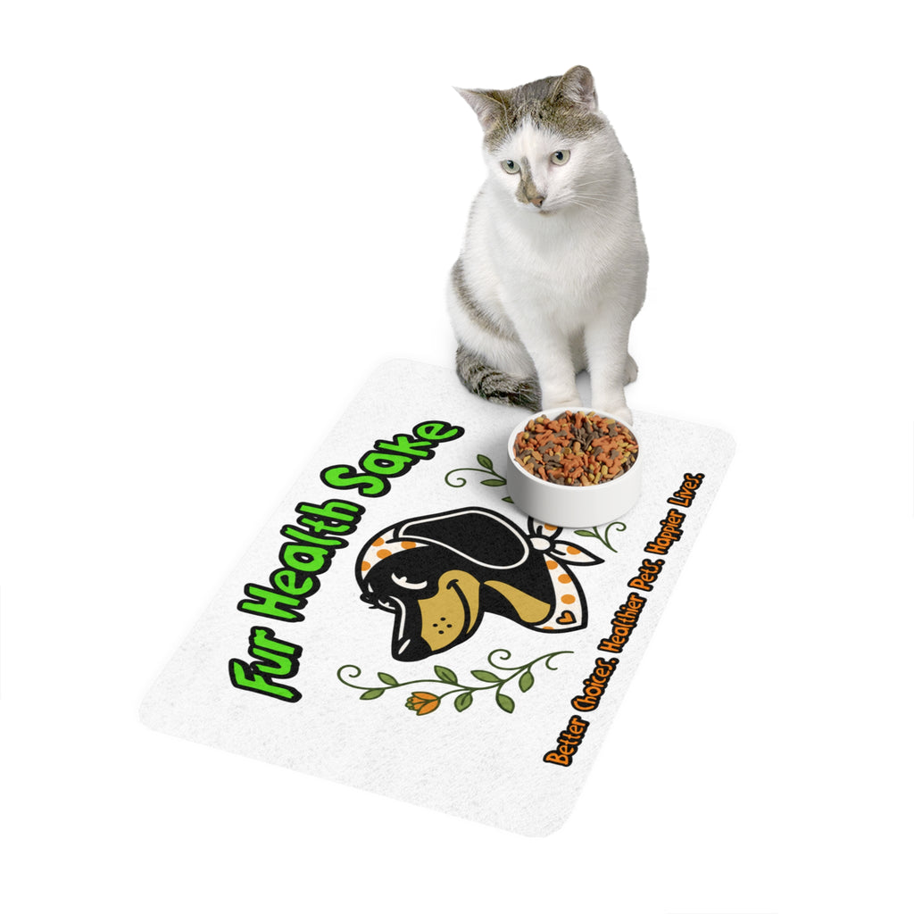 Pet Food Mat - "Fur Health Sake" Dog Feeding Mat with Cute Dachshund Design, 12x18