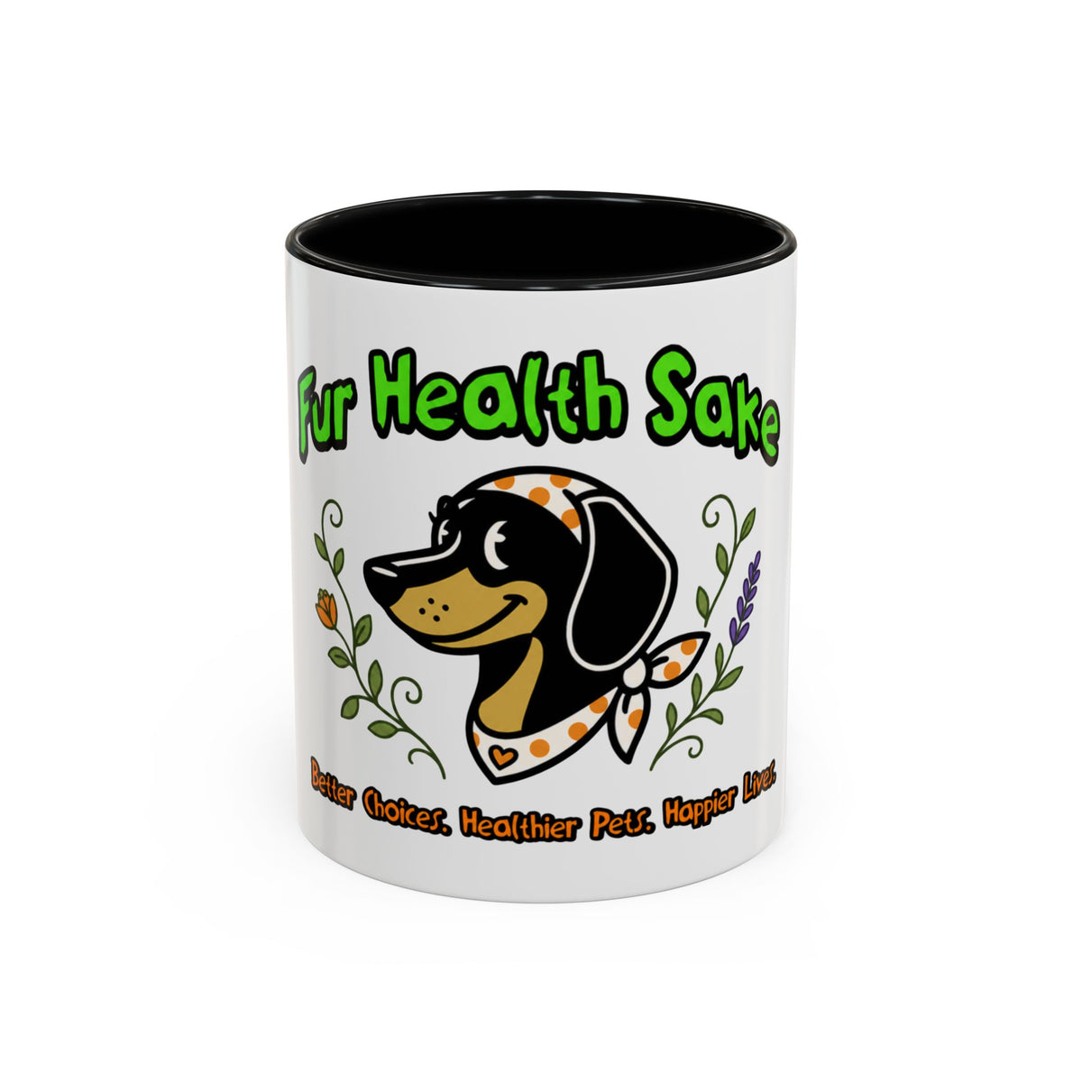 Dog Lover Coffee Mug — “Fur Health Sake” Cute Dachshund Accent Mug (11/15oz)