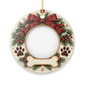 Heart Ceramic Ornament – Festive Pine & Plaid Photo Frame (Custom Year 2026)