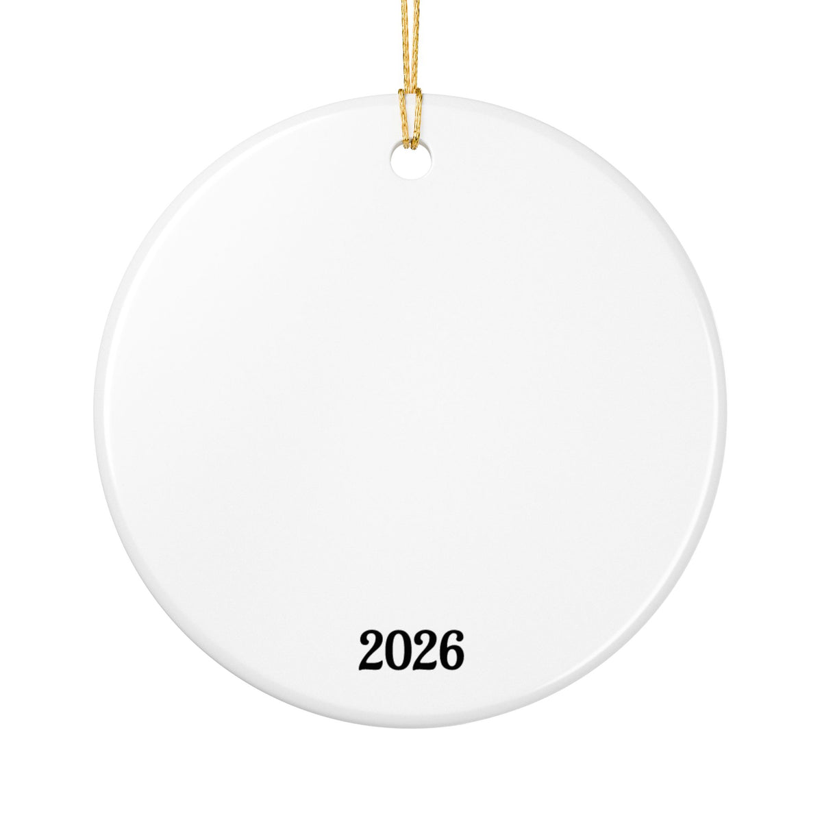 Heart Ceramic Ornament – Festive Pine & Plaid Photo Frame (Custom Year 2026)