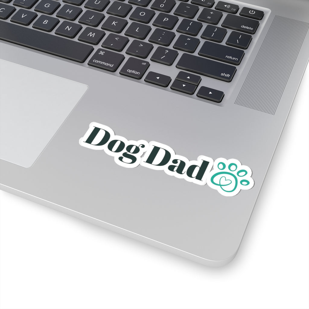 Dog Dad Kiss-Cut Sticker — Paw Print Vinyl Decal for Laptops, Water Bottles & Cars