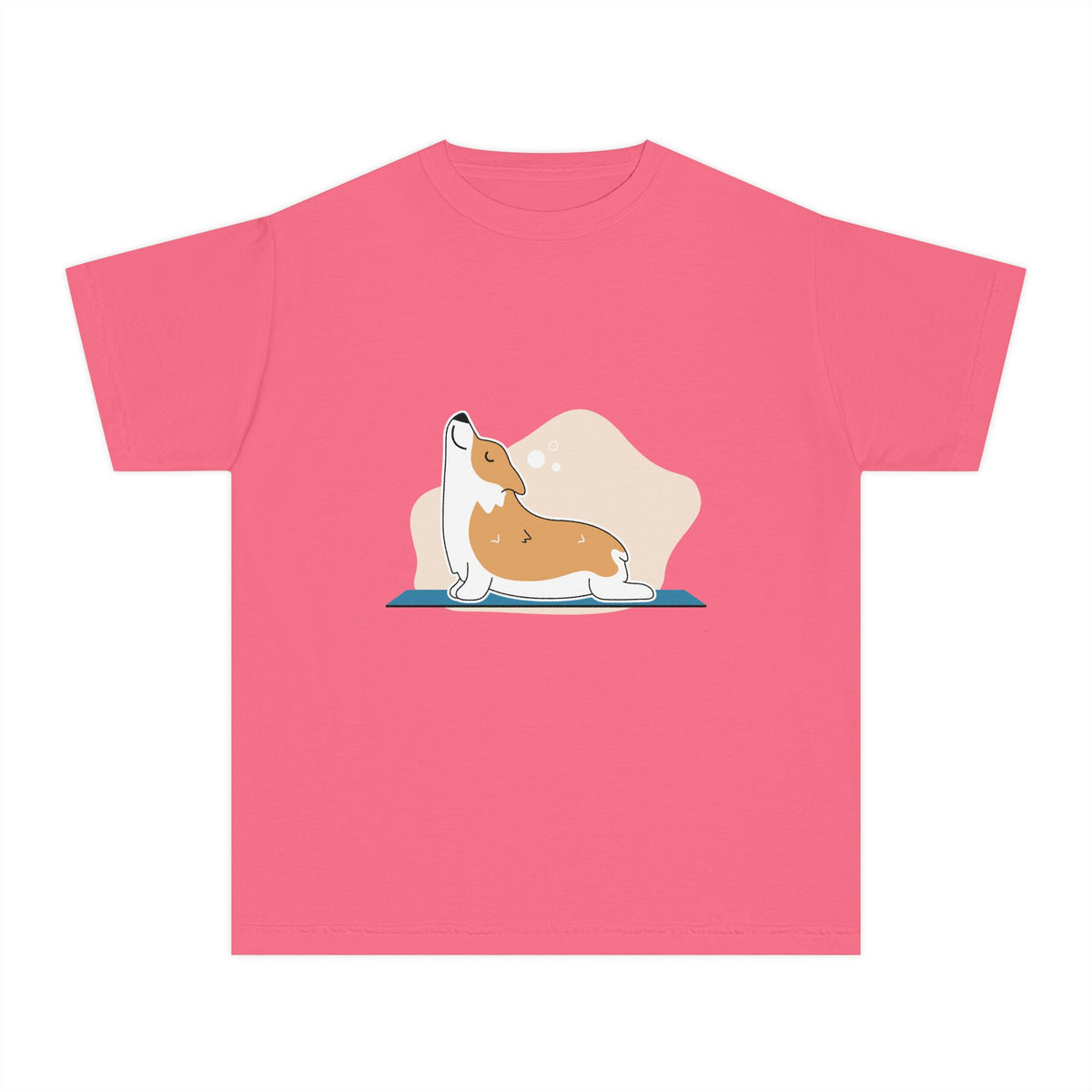 Youth Tee — Corgi Stretch Front Graphic & “Fur Health Sake” Back Logo