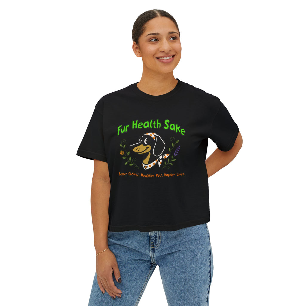 Fur Health Sake Women's Boxy Tee — Cute Dachshund Pet Wellness Shirt (Est. 2025)
