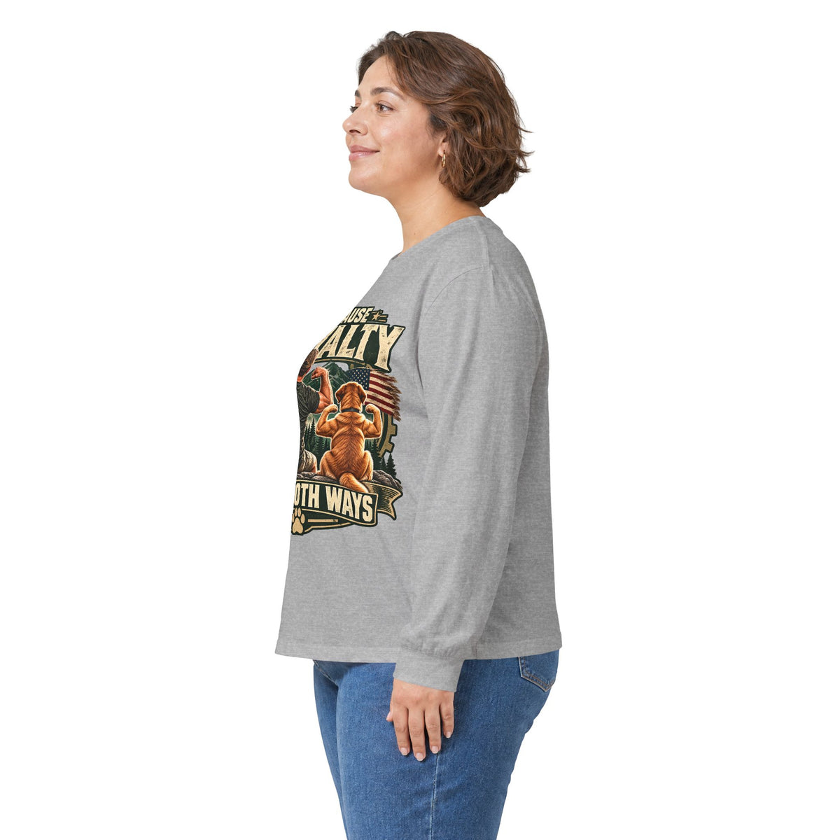 Because Loyalty Runs Both Ways Long Sleeve Tee — Veteran & Dog Lover Military Tribute Shirt