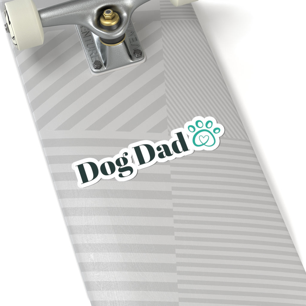 Dog Dad Kiss-Cut Sticker — Paw Print Vinyl Decal for Laptops, Water Bottles & Cars