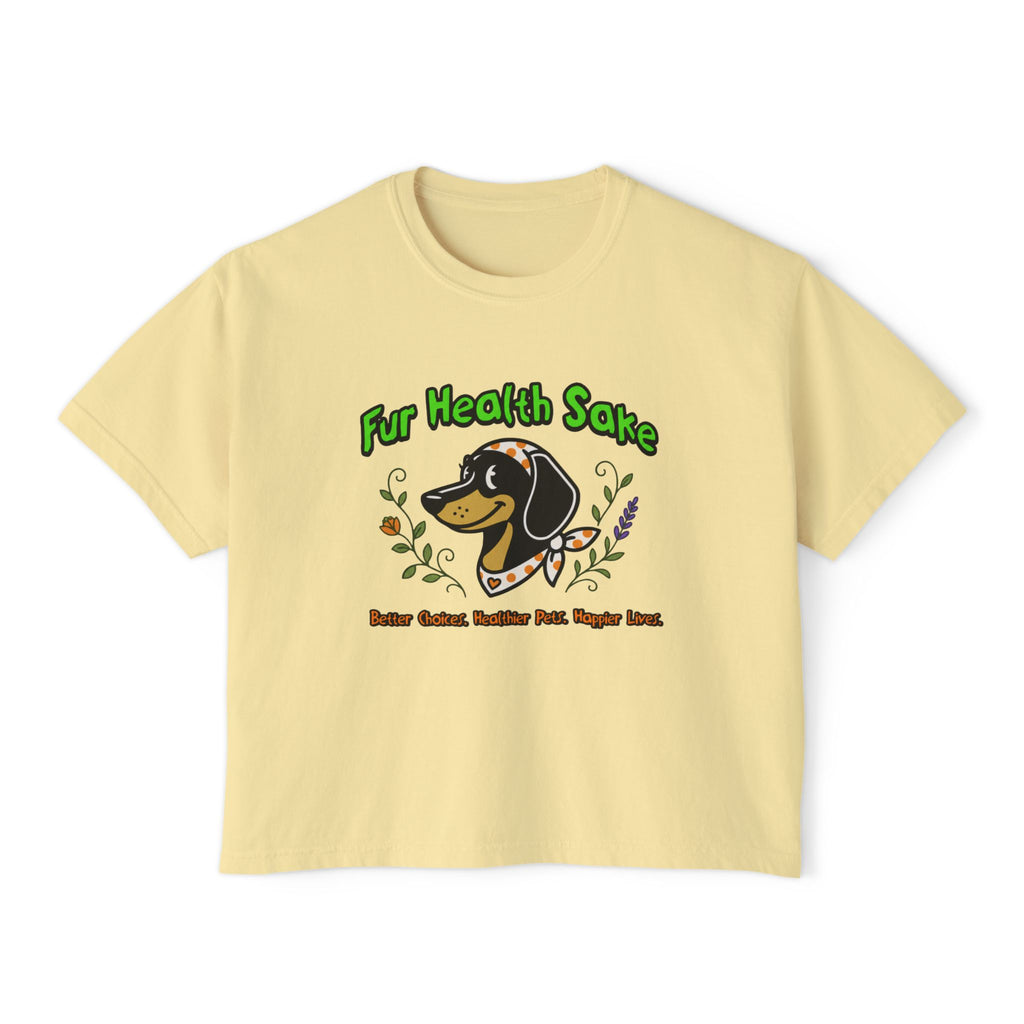 Fur Health Sake Women's Boxy Tee — Cute Dachshund Pet Wellness Shirt (Est. 2025)
