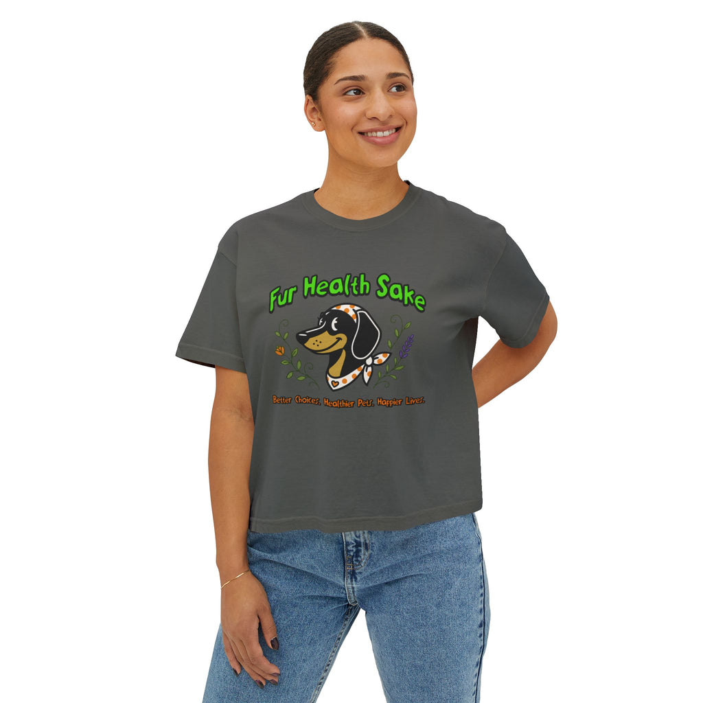Fur Health Sake Women's Boxy Tee — Cute Dachshund Pet Wellness Shirt (Est. 2025)